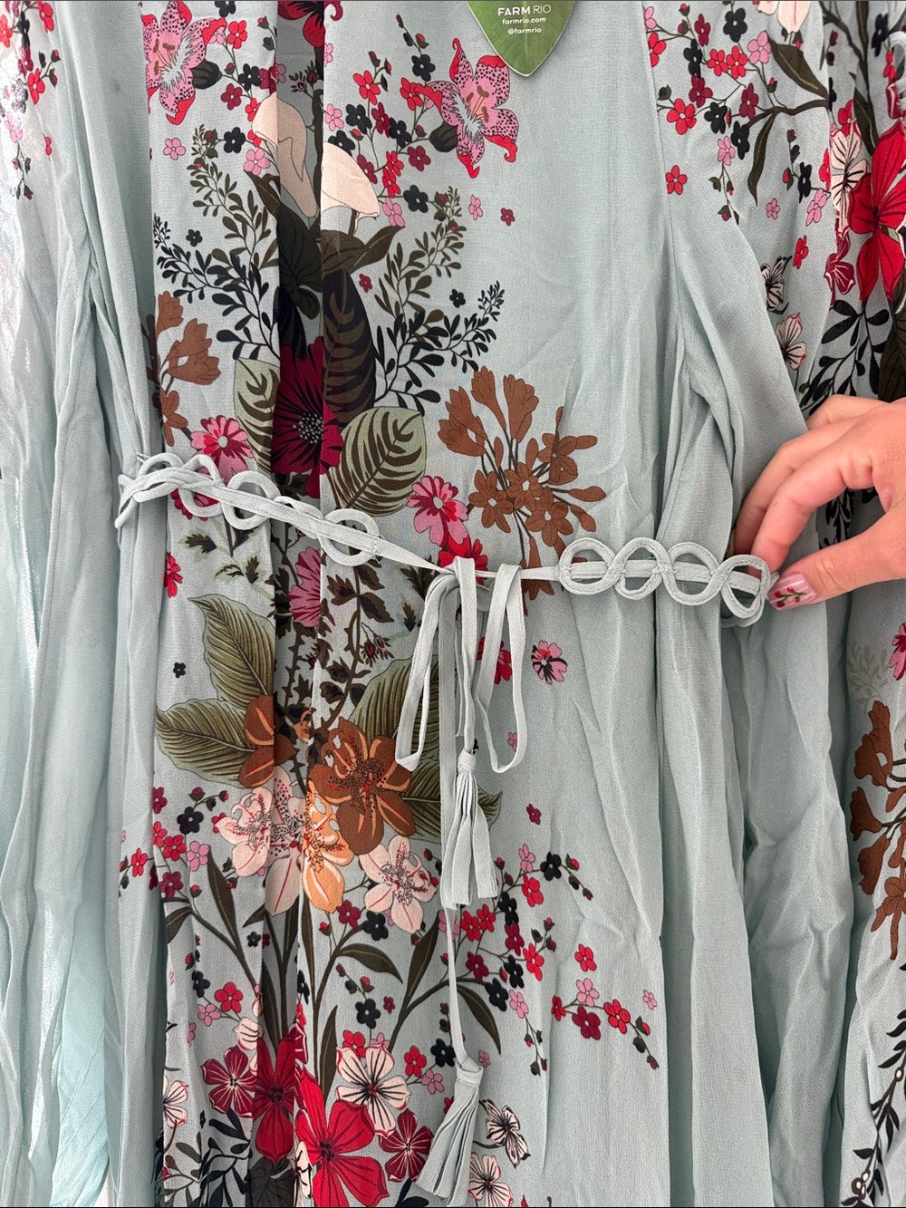 Farm Rio Floral Maxi Dress in Light Mint - Picture 6 of 10